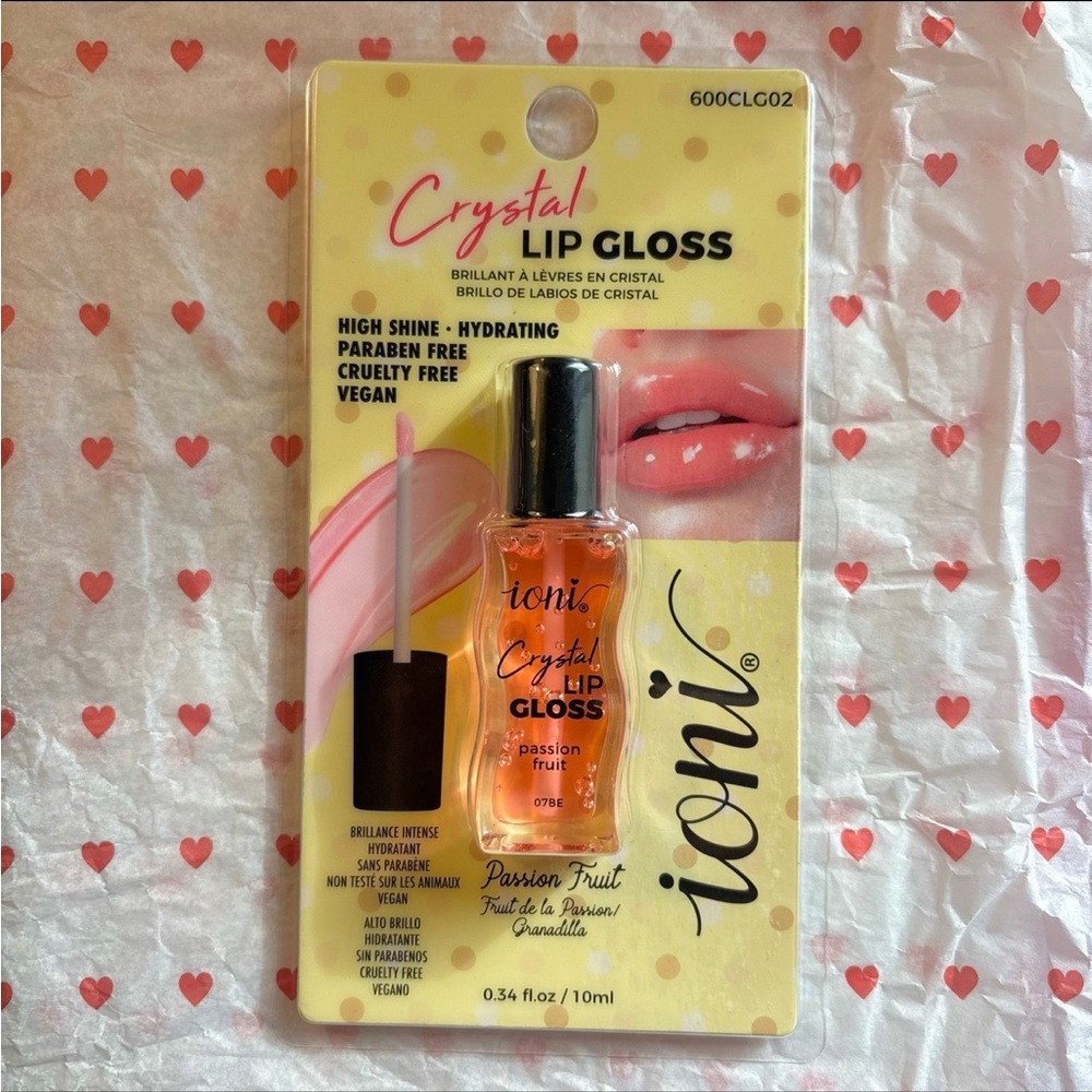 Ioni “Passion Fruit” Crystal Lip Gloss - Vegan, High Shine!
